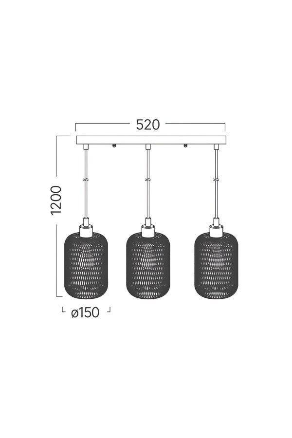 Braytron W001S 3H 3xE27 WDN PENDANT LIGHT