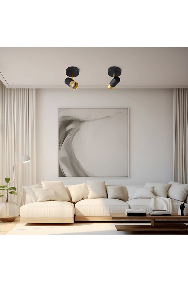 Braytron G002C 1H 1xGU10 GLD BLC CEILING LIGHT