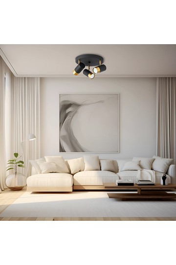 Braytron G002C 3H 3xGU10 GLD BLC CEILING LIGHT
