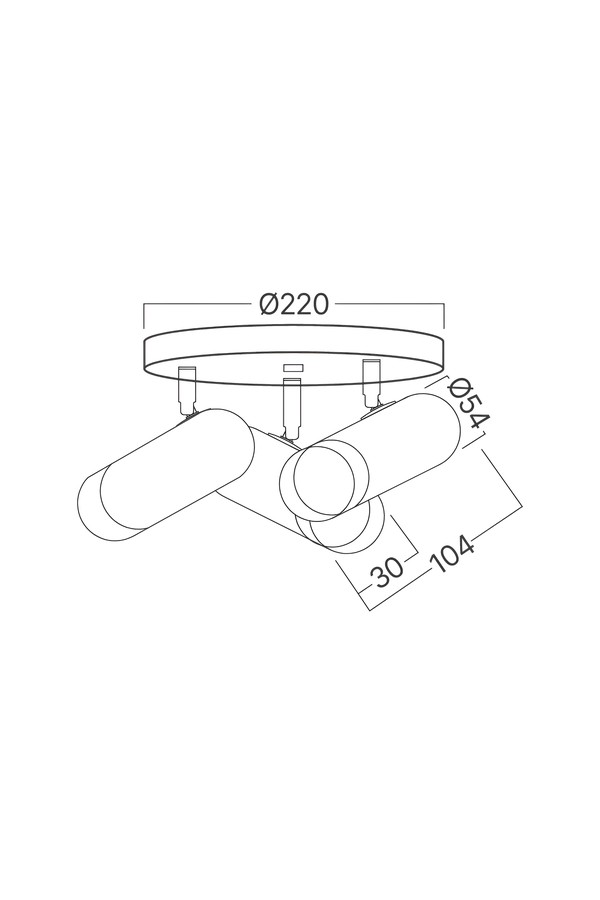 Braytron G002C 3H 3xGU10 GLD BLC CEILING LIGHT