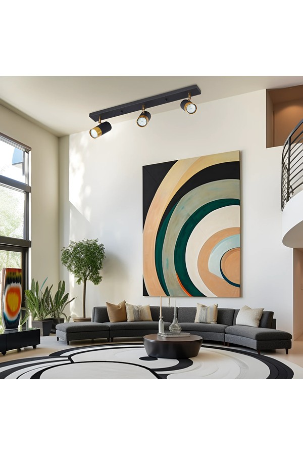 Braytron G002C 3H 3xGU10 GLD BLC CEILING LIGHT