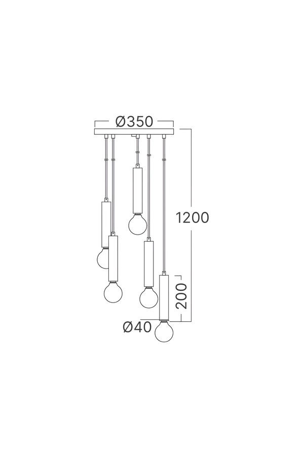 Braytron G005R 5H 5xE27 GLD PENDANT LIGHT