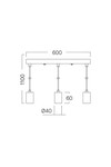 Braytron G006S 3H 3xE27 BLC PENDANT LIGHT
