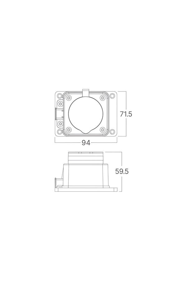 Braytron IPLINE 1 WAY WO/CABLE TPE IP44  SOCKET