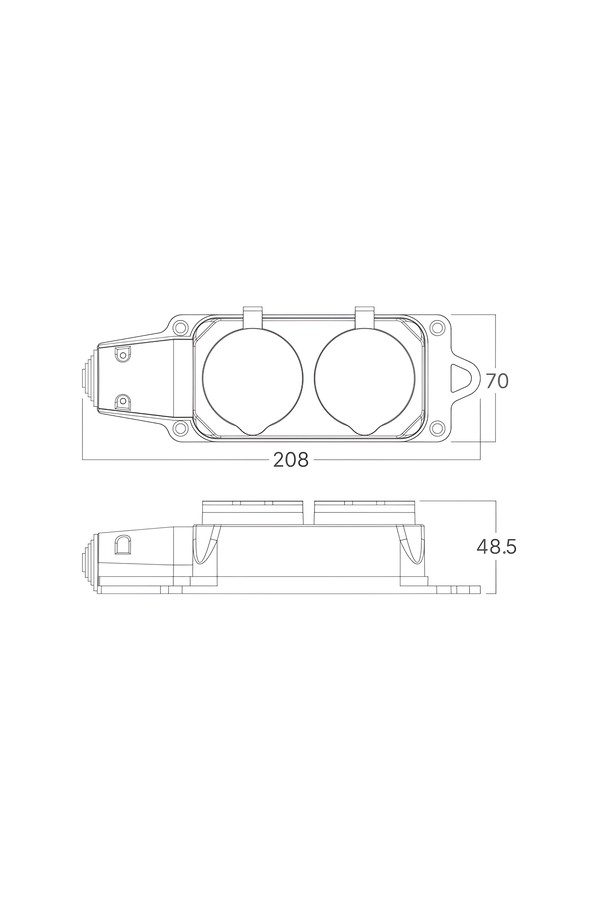 Braytron IPLINE 2 WAY WO/CABLE TPE IP44  SOCKET