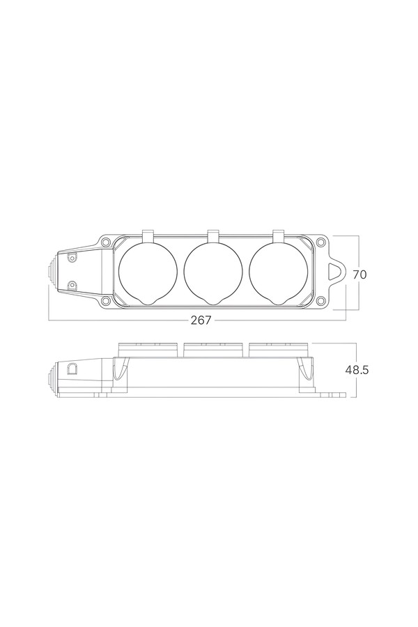 Braytron IPLINE 3 WAY WO/CABLE TPE IP44  SOCKET