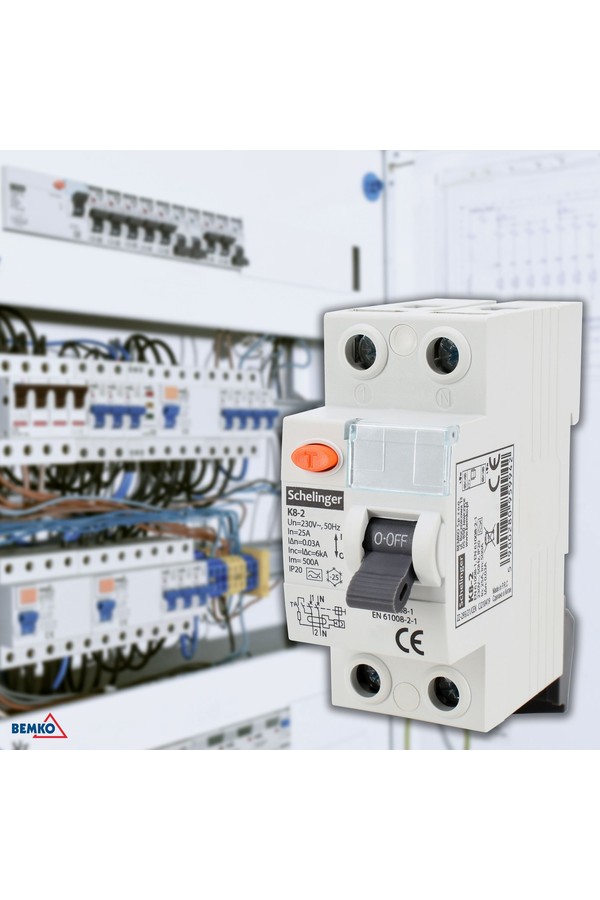 differential current circuit breaker a 2p 25a 30ma schelinger